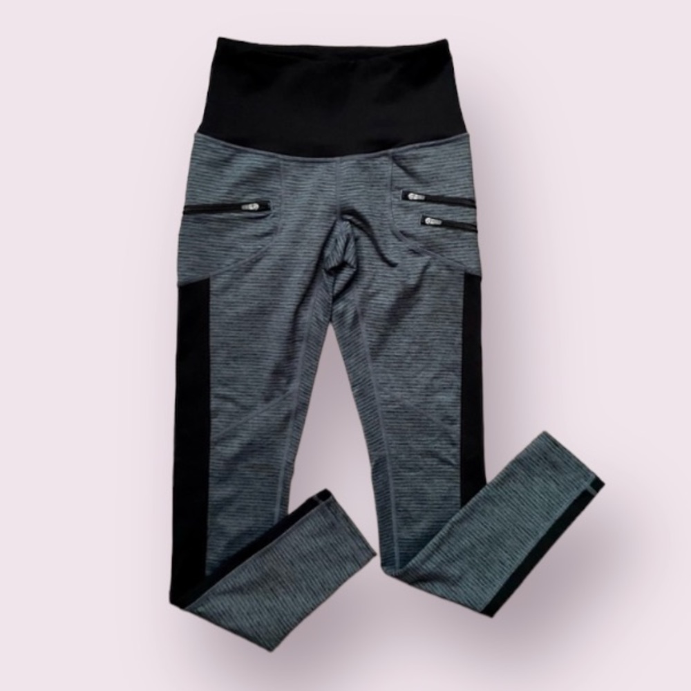 ZELLA Striped Side Zip Pocket High Waist Color Block Space Dye Studio Leggings